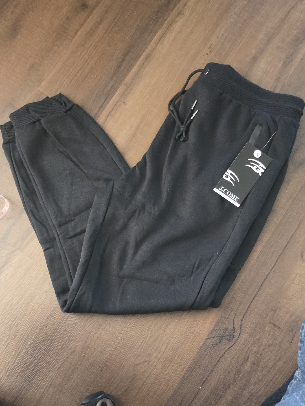 Black Men's Fleece Joggers with Drawstring Waist